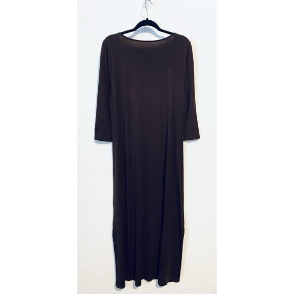 Garnet Hill Dress Womens Large Maroon Essential Three Quarter Sleeve Maxi Boho - Picture 3 of 6